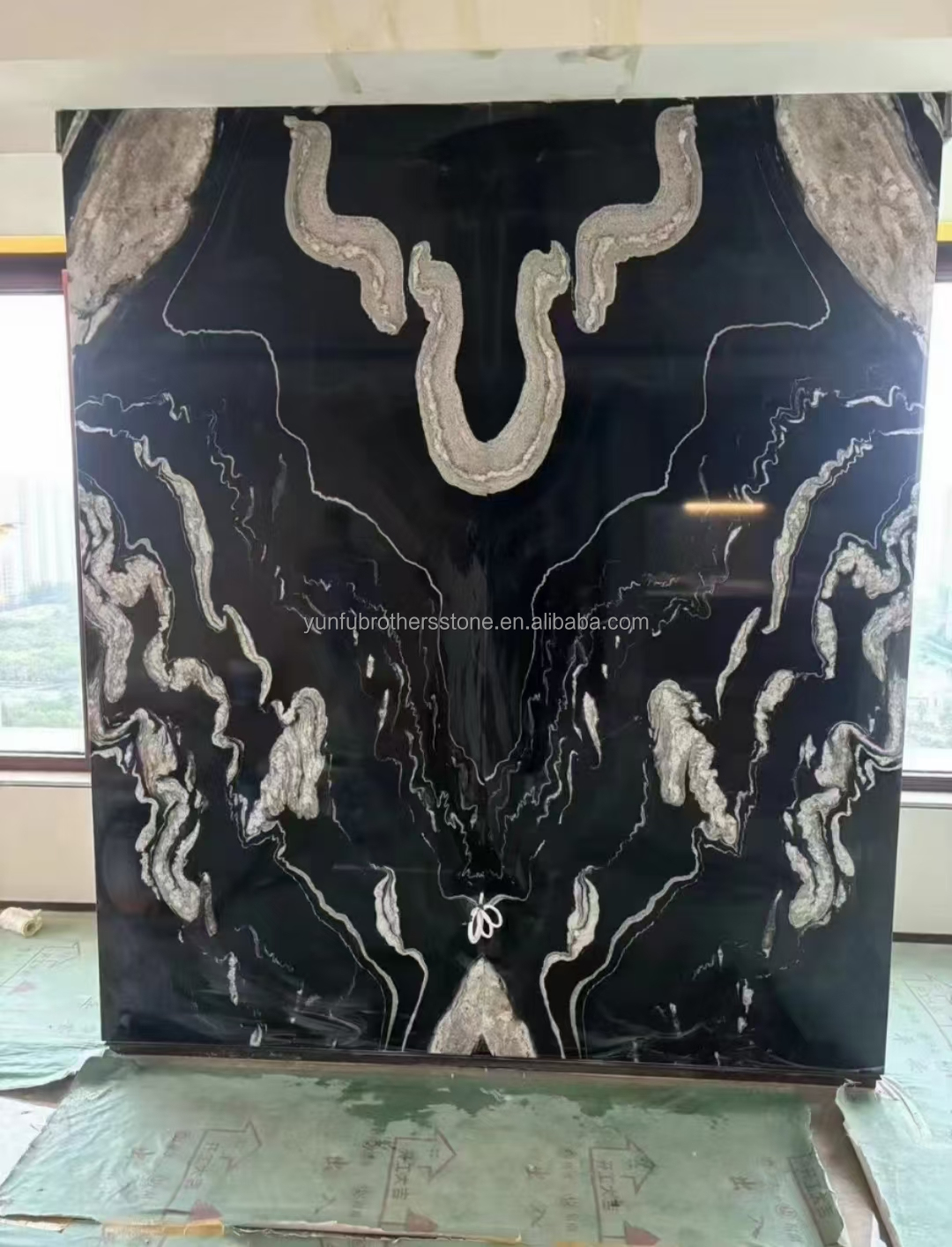 Hotel Polished Black Ink Impression Marble Natural Stone Bathtub for Home Bathroom