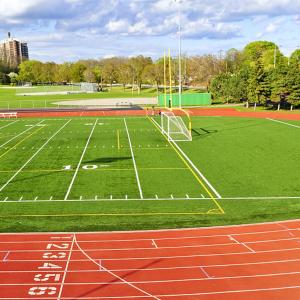 Quality 0.90 N/mm2 Eco Sports Flooring 13mm Sandwich System Hybrid Jogging Track wholesale