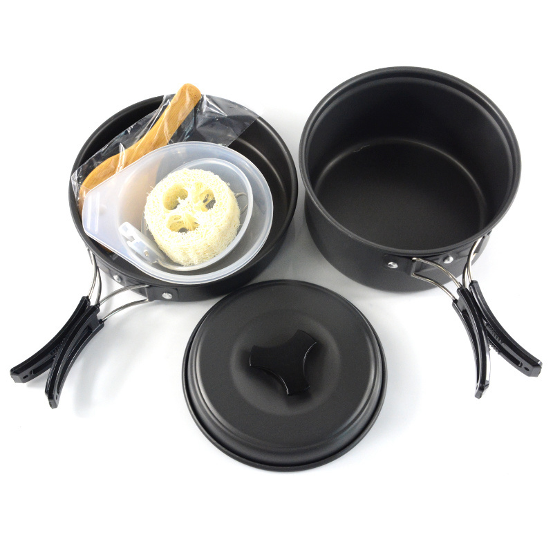Outdoor 2-3 Person Camping Picnic Pot Set Aluminum Camping Cookware Mess Kit