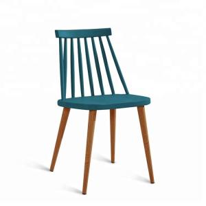 Quality Small Non Slip Plastic Dining Chairs With Wood Print Transfer Iron Legs wholesale