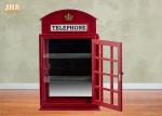 British Telephone Booth Cabinets Decorative Wooden Cabinet Red Color MDF Floor