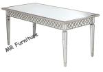 Sophia Silver Glass Dining Table , 160 * 90 * 75cm Mirror Dining Room Table