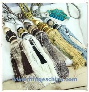 Quality Fashion custom long tassel fringe trimming for curtain attractive tieback hanging ball wholesale