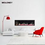 2500mm 3D Real Fire Effect Flush Mount Electric Fireplace Tempered Glass