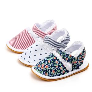 Quality Rubber sole New style Cotton fabric antislip Princess girl infant baby toddler sandals wholesale