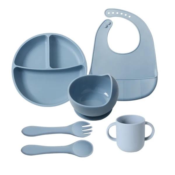 Silicone Food Grade Infant Dinnerware Sets Baby Feeding Set Suction Kids Infant
