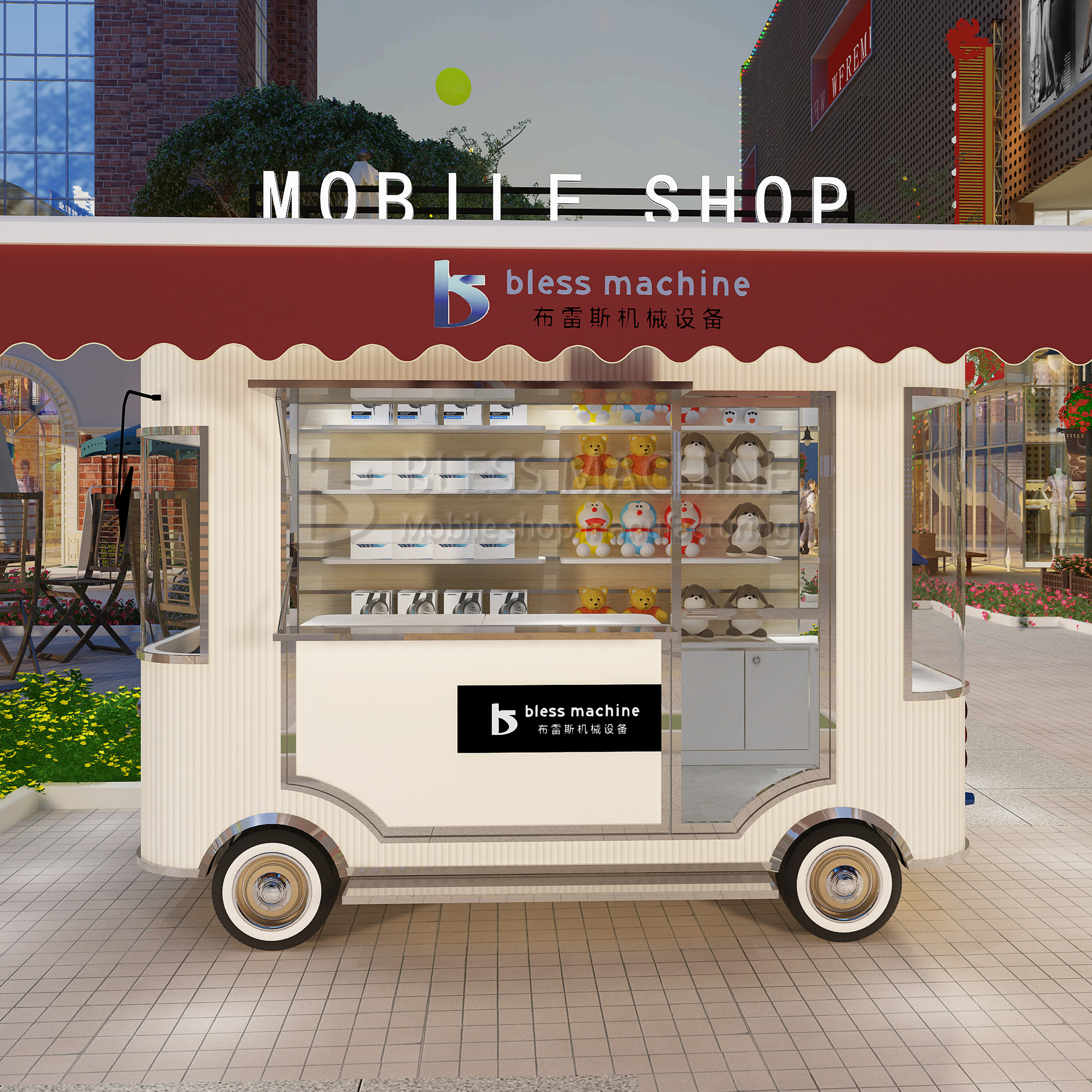 Outlet Electric Mobile Commodity Grocery Handiwork Artware Shop Van Truck Trailer Cart