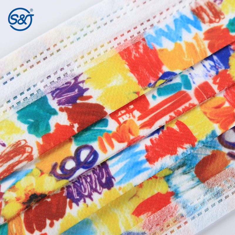 S&J OEM Medical grade Face Mask Ear-loop Custom logo print Face Mask Factory Price Disposable cute fashionable printed face mask