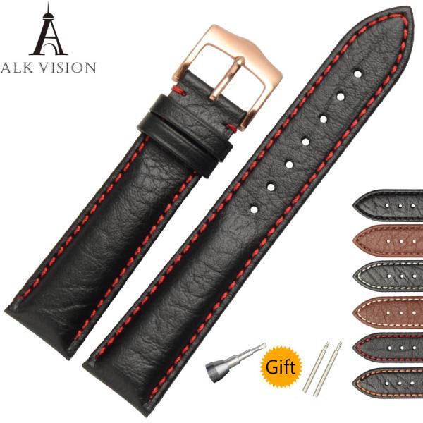 ALK Vintage Cow Leather Watch Band Bracelet black stainless fashion buckle Strap