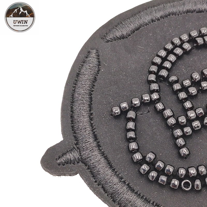 Round 3D Beaded Applique Patches Customized Logo Any Color Available