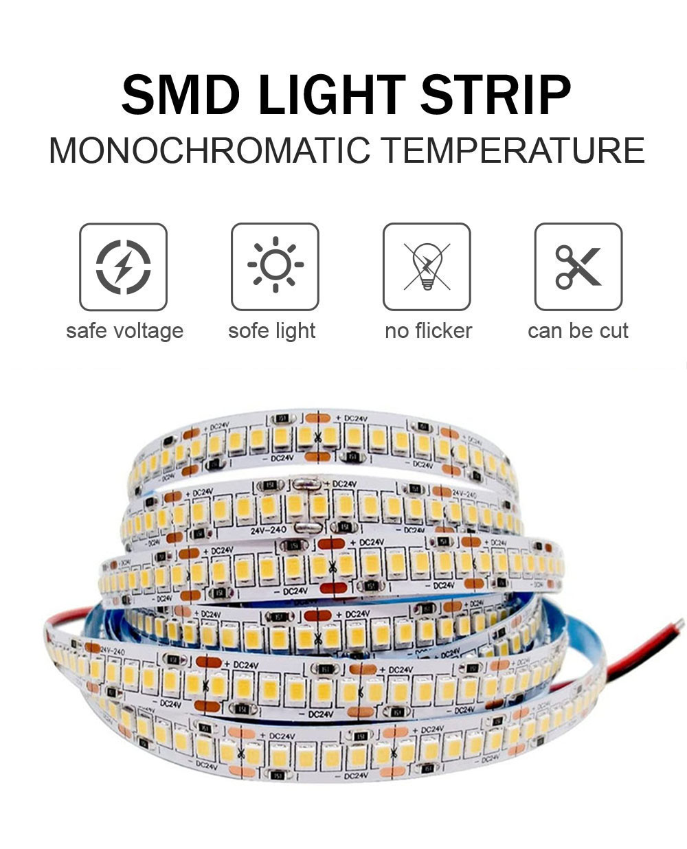 Customize LED Chip 24V 140LEDs/M 12W/M Smd 2835 LED Strip Light for Indoor Decoration