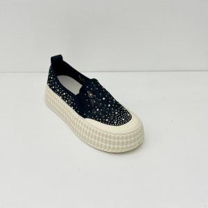Quality Women Black Breathable Espadrilles Sneakers With Pearls On And Low Top wholesale
