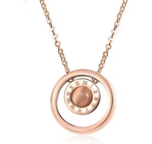 Quality Roman numerals Pendant Necklace Stainless Steel Jewelry Necklace Rose Gold Chain and Pendant Necklace wholesale