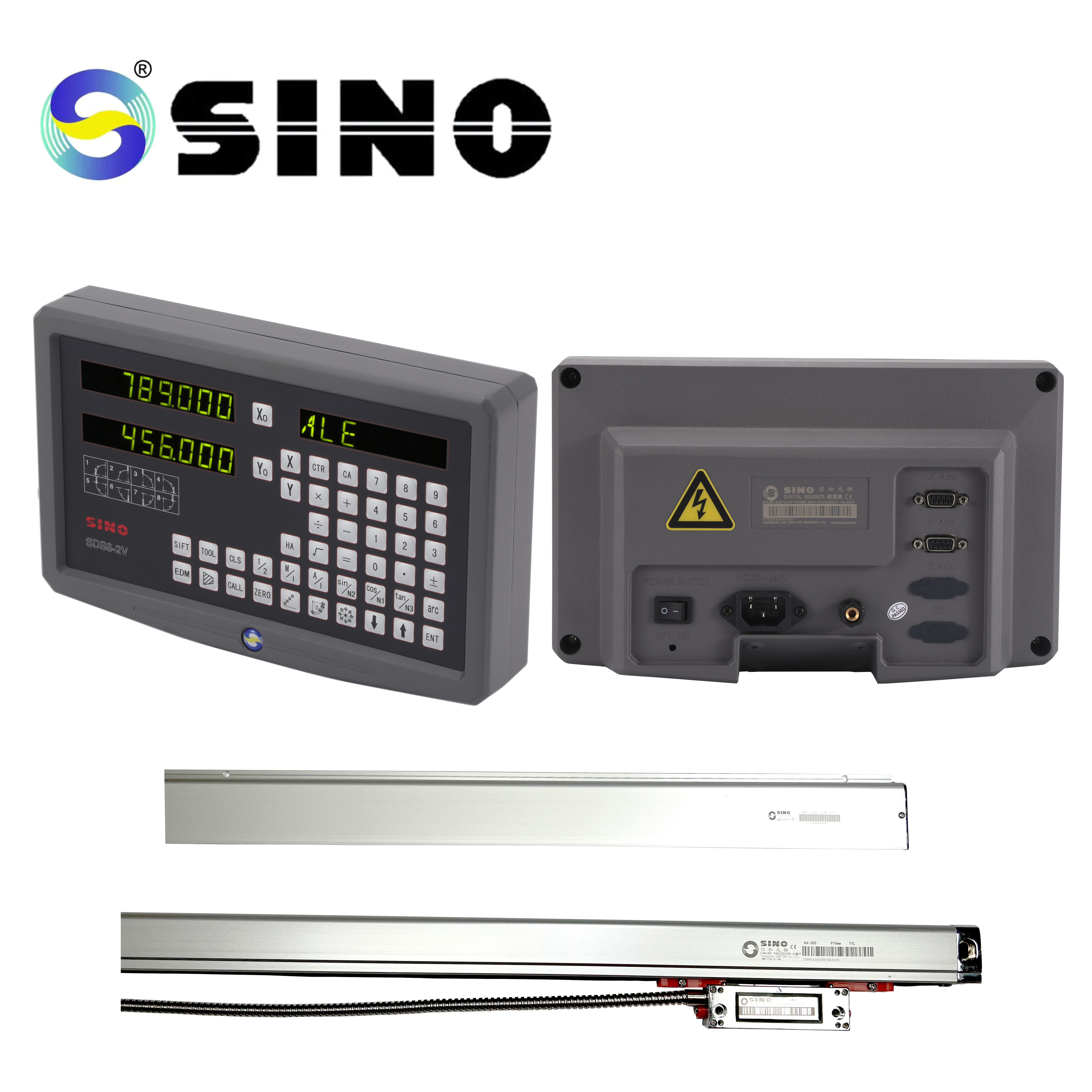 Dro SINO Digital Readout System 2 Axis SDS6-2V Glass Linear Scales Encoder