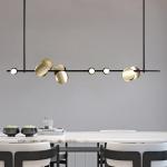Modern Black Gold LED Long Chandelier for Bedroom Living Dining Study Room