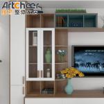 Home Furniture Simple LED TV Wall Mount Stand Cabinet with Sliding Doors in
