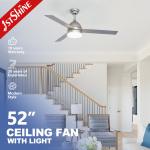 Sliver Dimming DC Motor 220V Modern LED Ceiling Fan Mute 6 Speeds