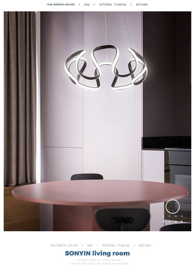Modern simple curve Art Chandelier Restaurant Restaurant Bar