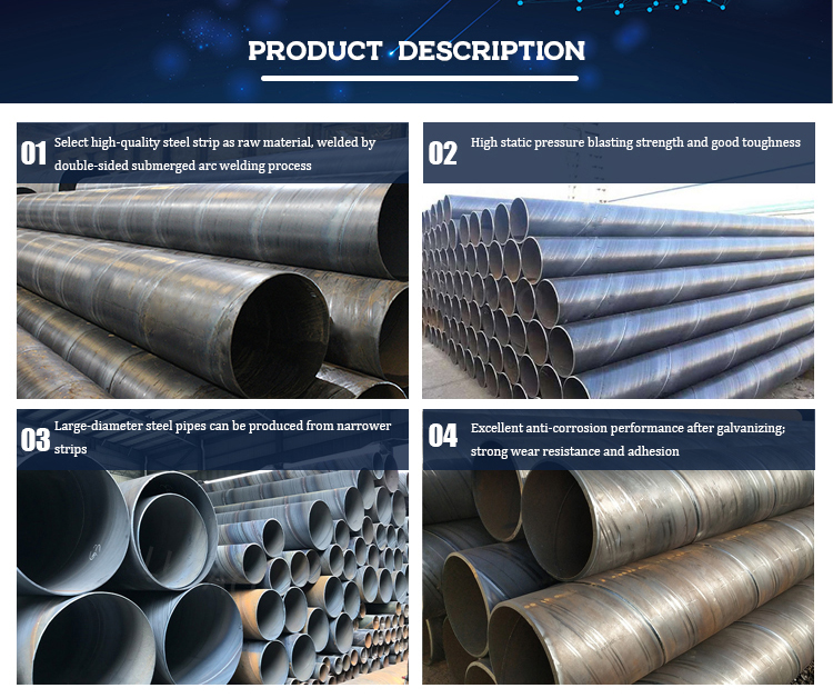 ISO9001 Certified Thick Steel Tube SSAW 609mm Helical Seam Spiral Welded Pipe with Actual Weight Invoicing