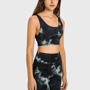 Quality Women Tie Dye Workout Sets 2 Piece U Type Sports Bra And Yoga Pants Set wholesale