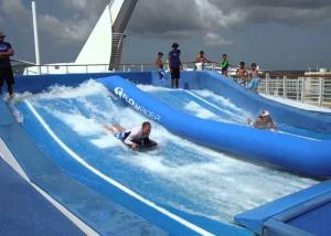 Quality Promotional Water Wave Pool Logo Printed / Double Person Portable Flowrider For Resort Hotel wholesale