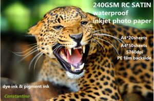 Quality 240gsm waterproof RC satin inkjet photo paper wholesale