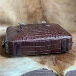 Alligator Leather Key Lock Closure Businessmen Laptop Briefcase Genuine