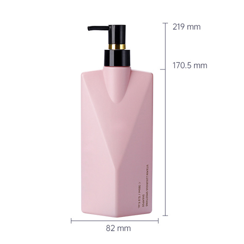 360ml Pink/Yellow/white Irregular smooth with Black pump for shampoo lotion bottle