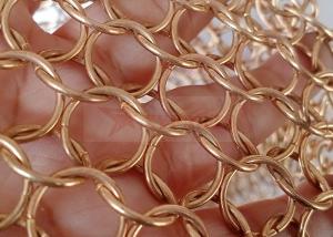 Quality Gold Color Stainless Steel 12mm Ring Mesh Curtain Indoors And Outdoors wholesale