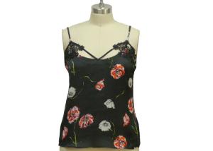 Quality Neck Lace Casual Ladies Wear Floral Strappy Midi Dress Nightwear 100% Polyester Satin wholesale