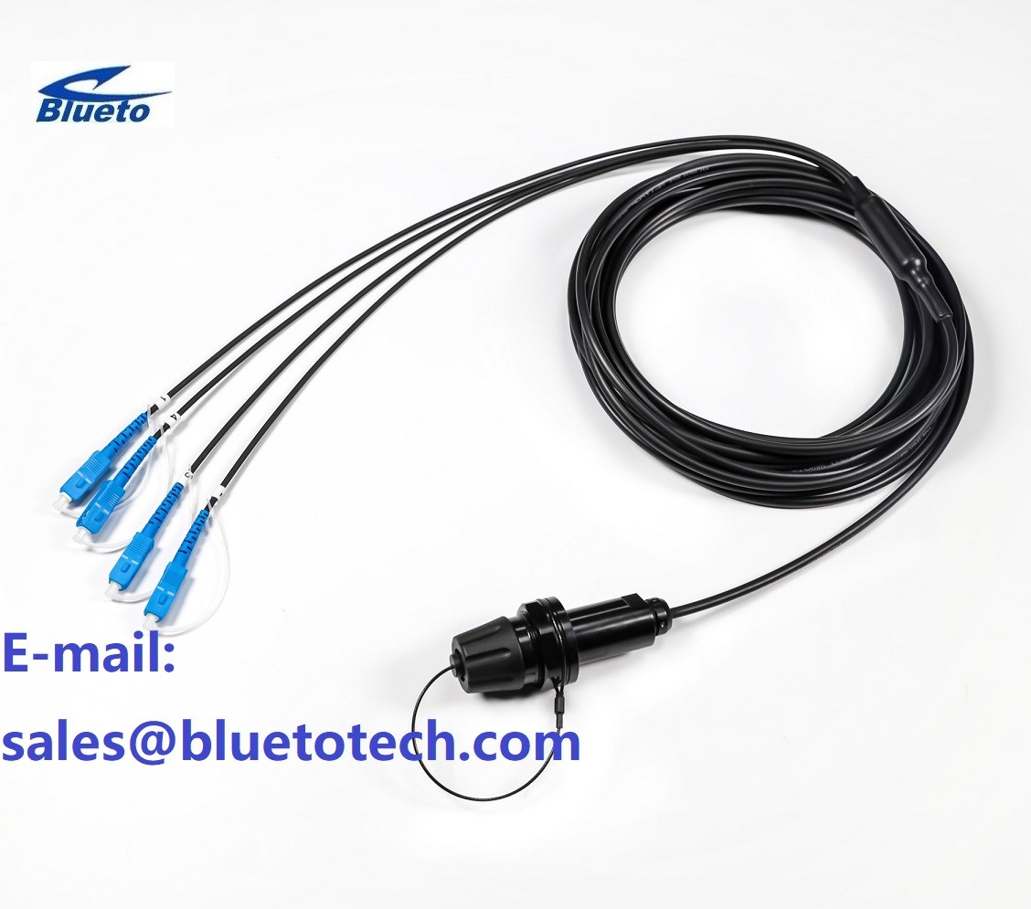 IP68 Expanded Beam Connector To SC 4core Hybrid Cable Single Mode Harsh Environment Expanded Beam Filed Deployment