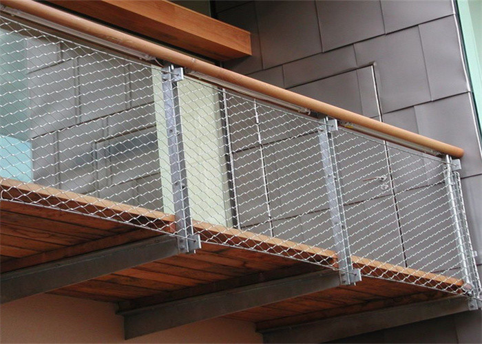 2.0mm 60*105mm Stainless Steel Ferrule Rope Mesh Stairs Railing High Strength