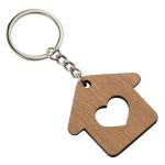 Natural Wooden House Keychain Ring Metal Pendant Bag Gift