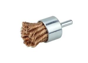Quality Solid Shank Bronze Fill Wire Knot End Brush 28mm OD for Rust Paint Removal wholesale