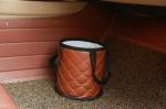 Mini Brown Leather Waste Bin , Car Garbage Bin Custom Logo 15 * 15 * 17CM