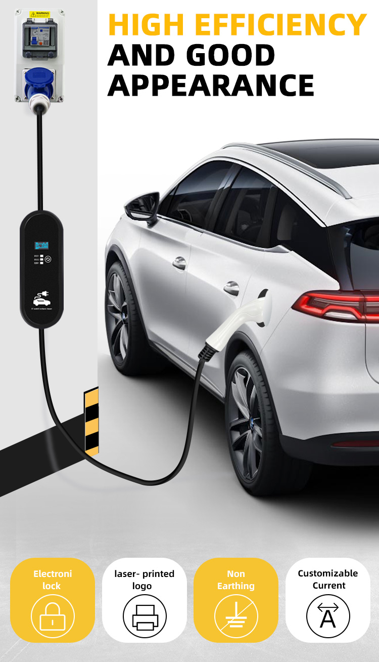 Condition Interface Charging Power Stations Portable 7KW Type 2 Electric Car Fast Charger with Adjustable 32A Max Current