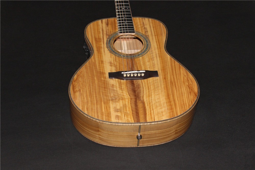 AAAA all Solid imported olive wood OM body custom guitar acoustic electric guitar