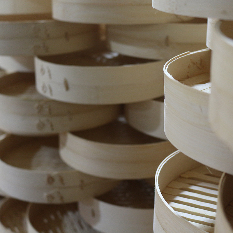 10 Inch Lid Dim Sum Bamboo Steamers , Rice Bamboo Momo Steamer Basket Kitchen