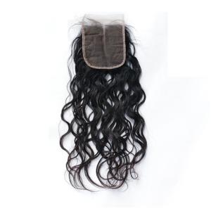 Quality No Shedding Indian Human Hair 4 by 4 Lace Closure Natural Wave Whole Hand Tied wholesale