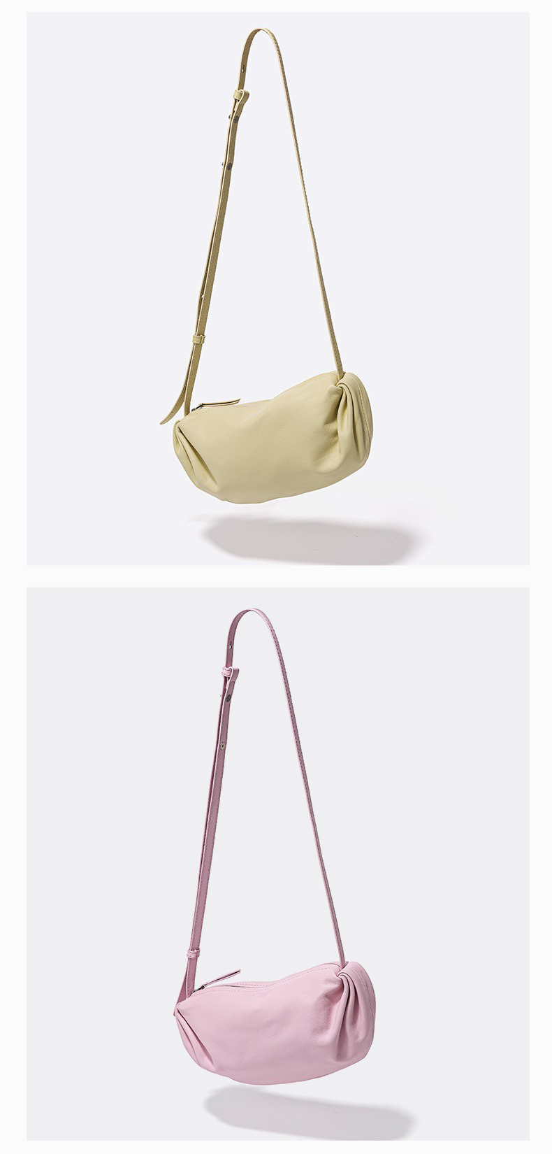 All Seasons Soft Leather Pleated Cloud Bag Korean Style Shoulder Crossbody in Fashion