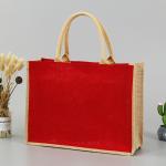 Printing Logo Large Red Inside Lamination Jute Shopping Bag