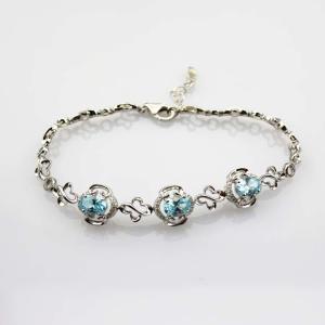Quality 925 Silver 5x7mm Created Blue Topaz Cubic Zircon Link Tennis Bracelet (H11) wholesale