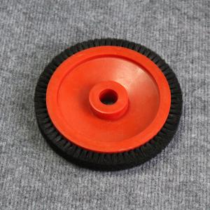 Quality Monforts Stenter Machine Parts Small Brush Wheel Red Plastic Body Black Bristle 22mm Inner Dia wholesale