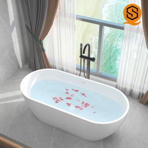 Quality Regular bathtub oval model matte white artifcial stone bathtub for hotel, apartment wholesale