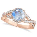 925 Sterling Silver Halo CZ Jewelry Hexagon Natural Blue Moonstone Ring