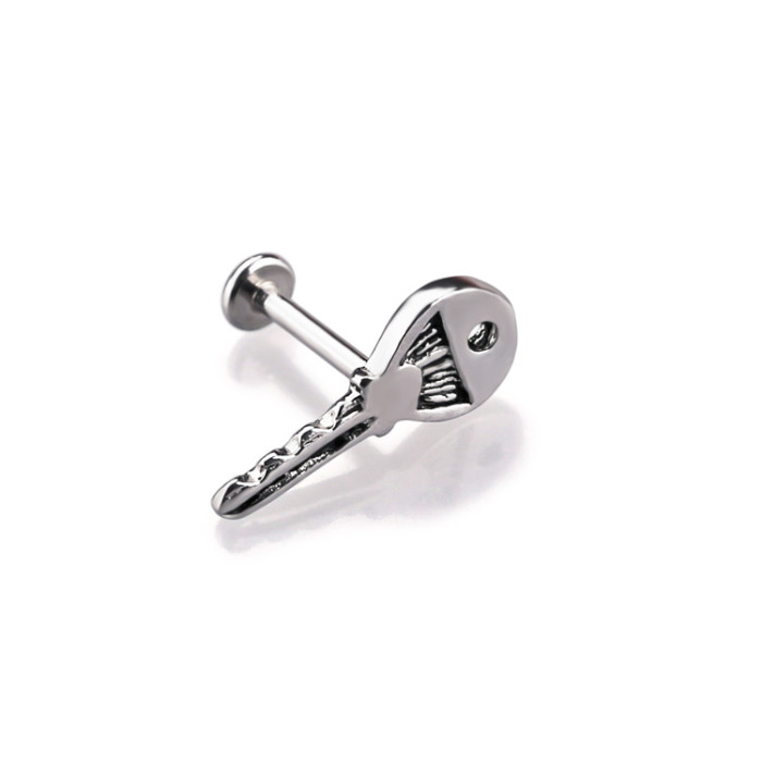 Factory Price 14 Gauge 10mm Steel Winding Key Top piercing labret