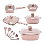 Kitchen Aluminum Cookware Set Maifan Stone Non Stick With Glass Lid