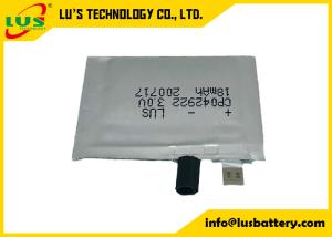Quality CP042922 Li MnO2 Ultra Thin Battery 0.4mm Thickness 3V 18mAh wholesale