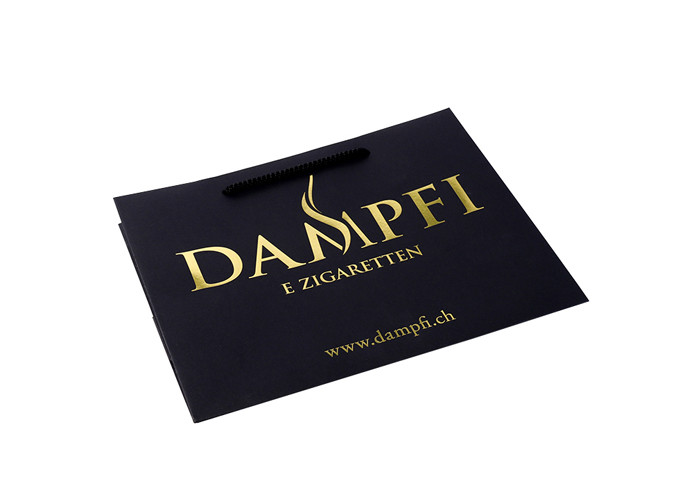 250gsm Personalized Shopping Bags For Business Black Card Gold Foiling Matt Finish