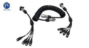 Quality Trailer 7 Pin Sprial Rear View Camera Cable To 4 Cameras Male To Female wholesale
